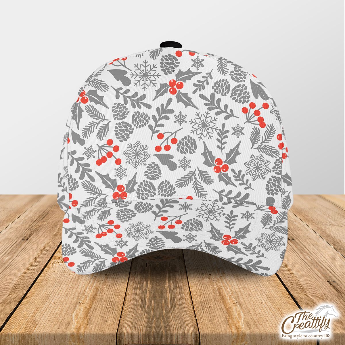 Holly Leaf With Red Berries And Pine Cone Pattern Classic Cap