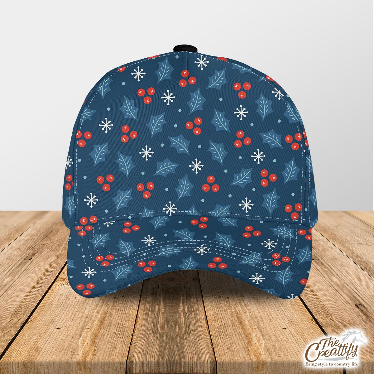 Snowflake And Holly Leaf Pattern Classic Cap
