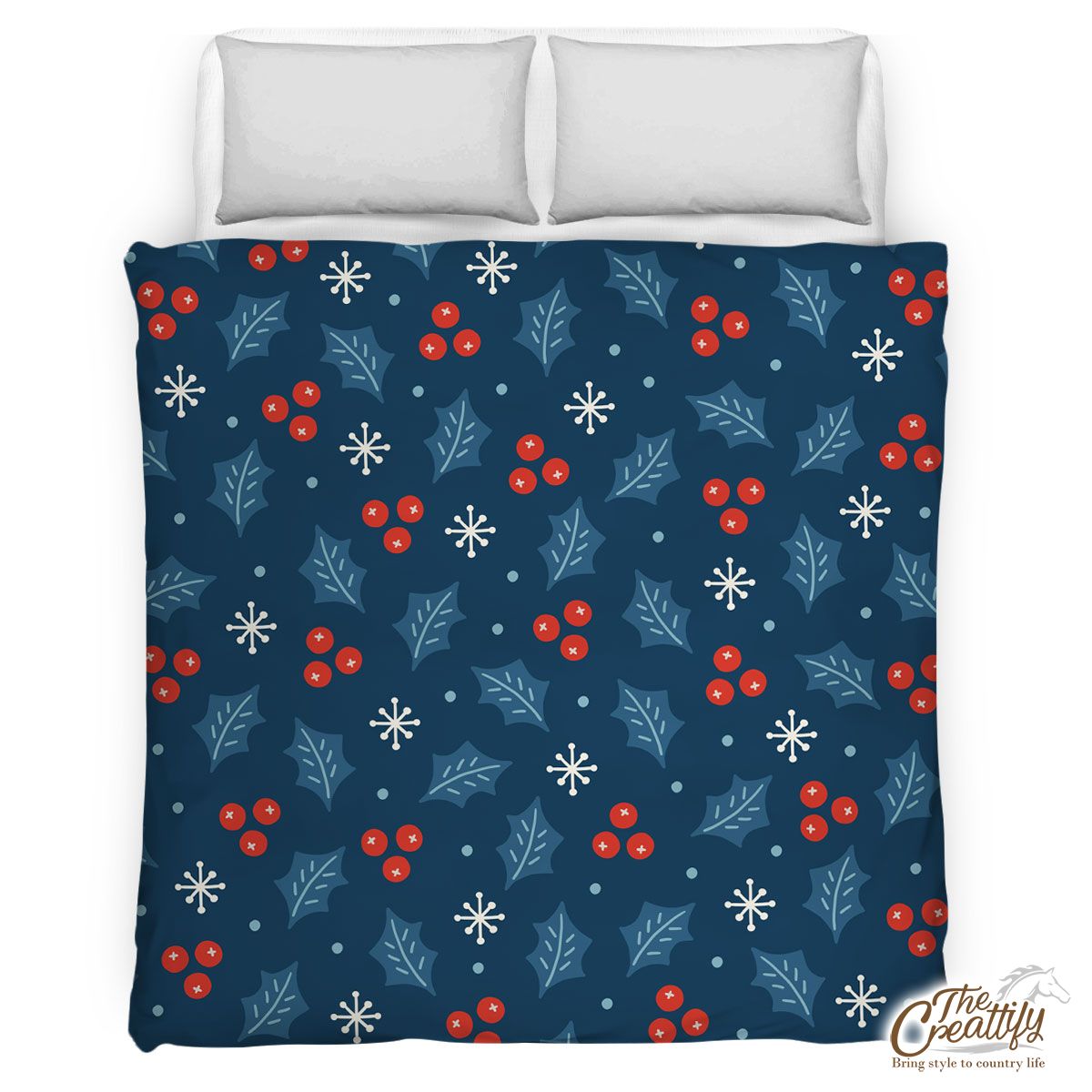 Snowflake And Holly Leaf Pattern Comforter