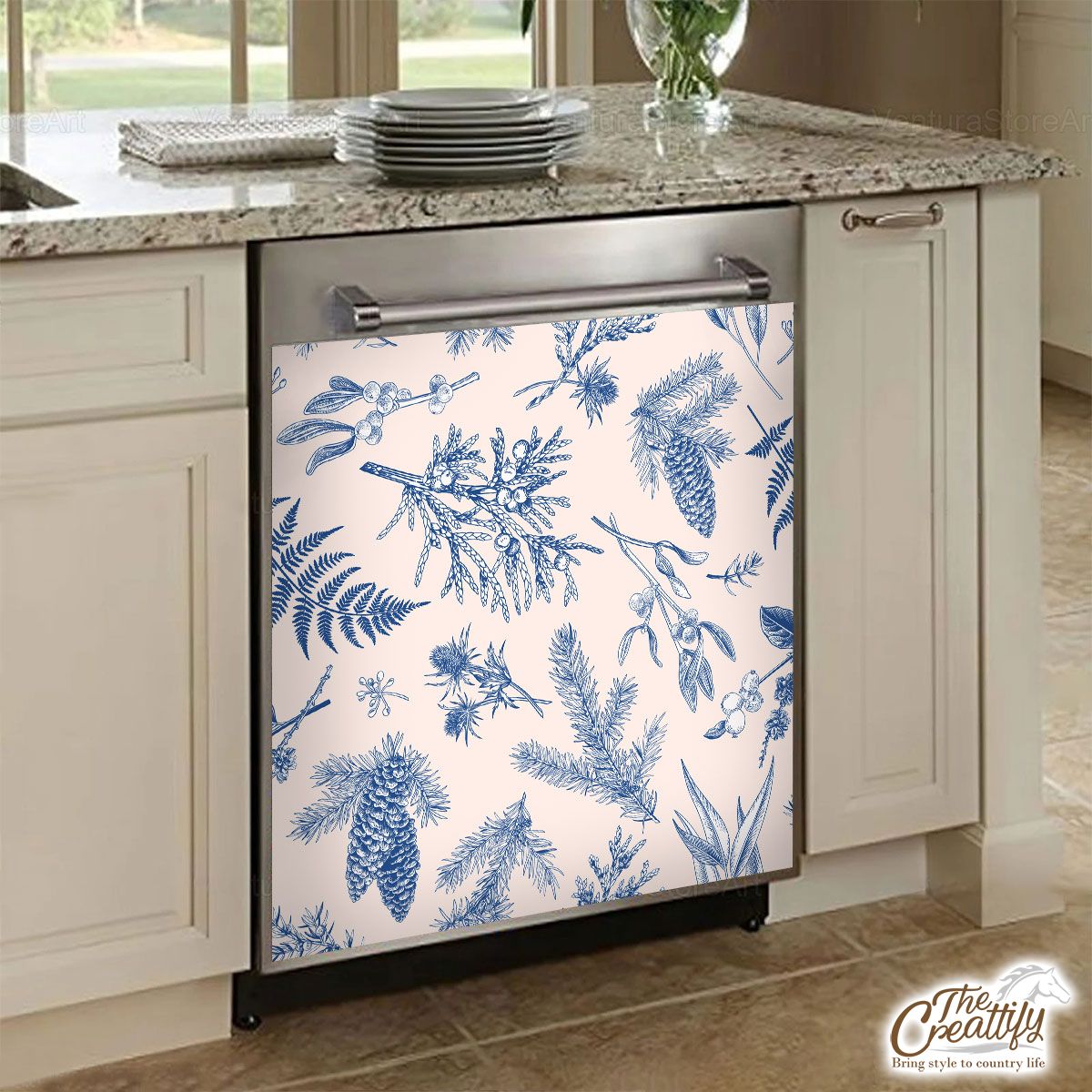 Pine Cone And Pine Branch Pattern Dishwasher Cover