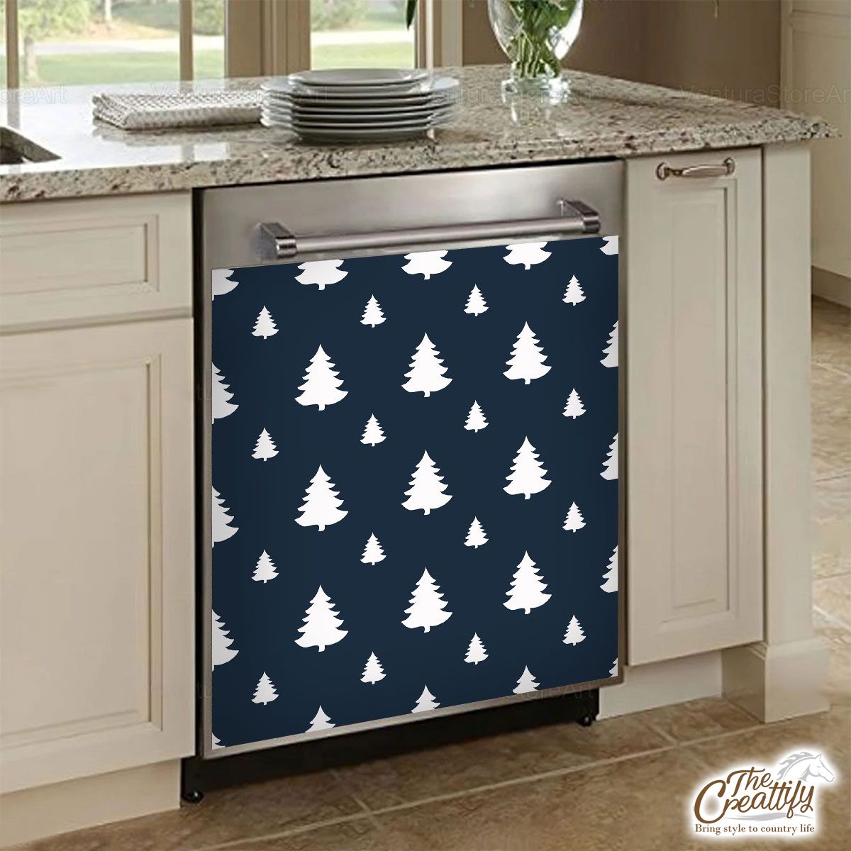 Pine Tree Sillhouette Pattern Dishwasher Cover