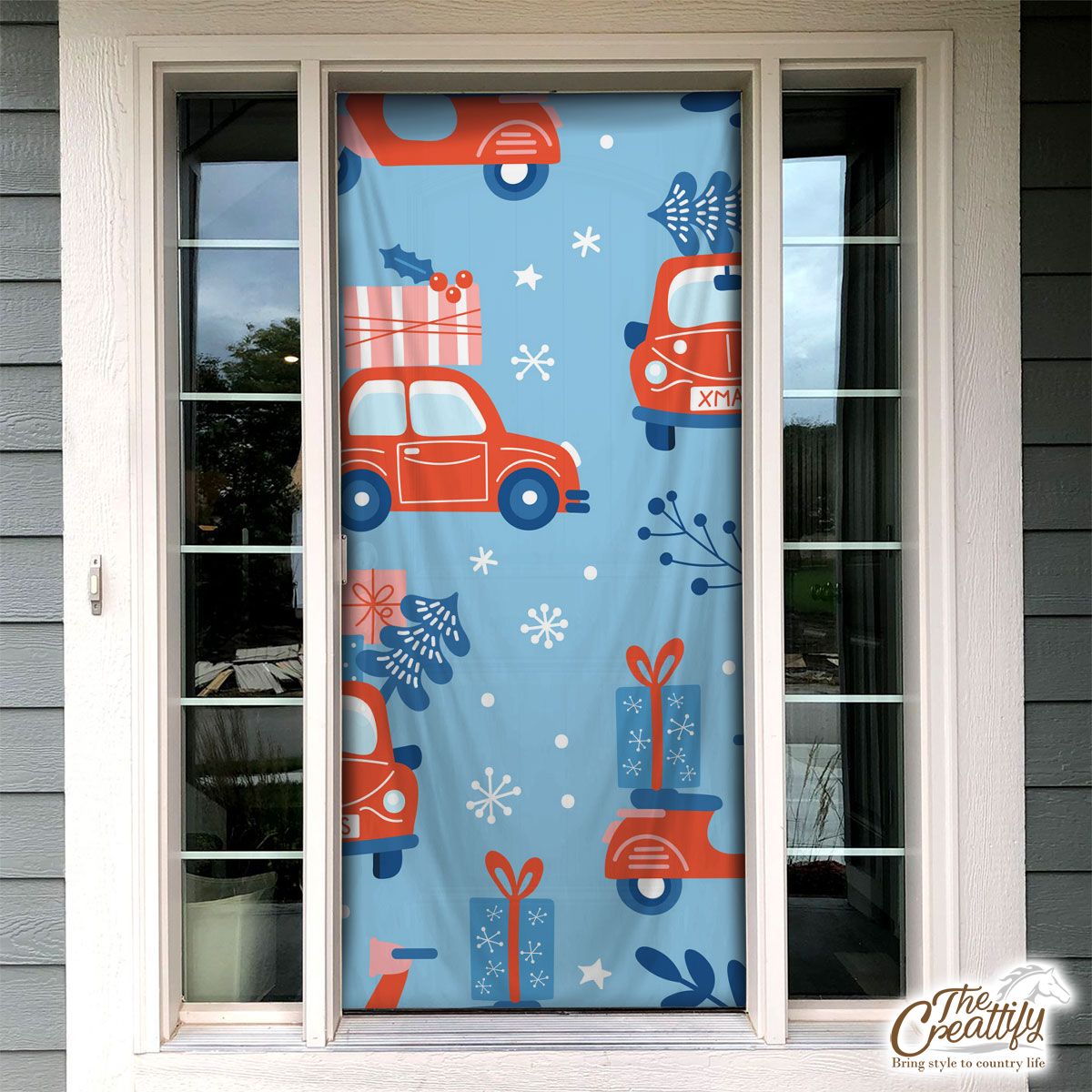 Car Christmas Decor With Christmas Presents Door Cover
