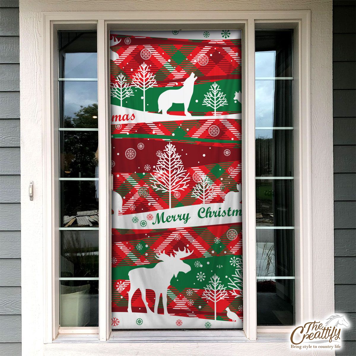 Moose With Merry Christmas Wishes Door Cover