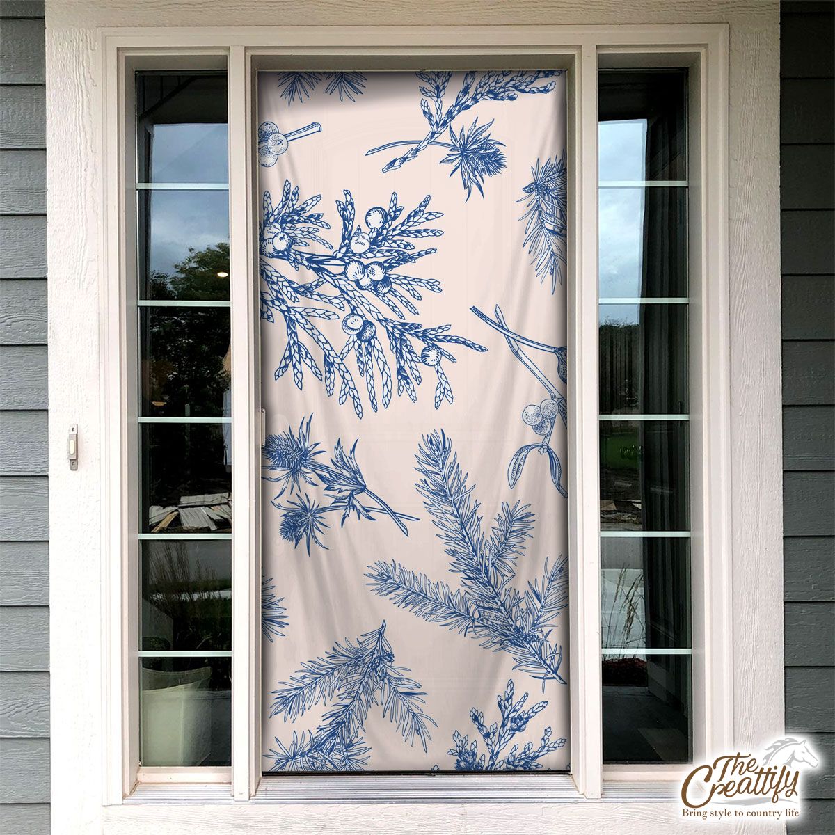 Pine Cone And Pine Branch Pattern Door Cover