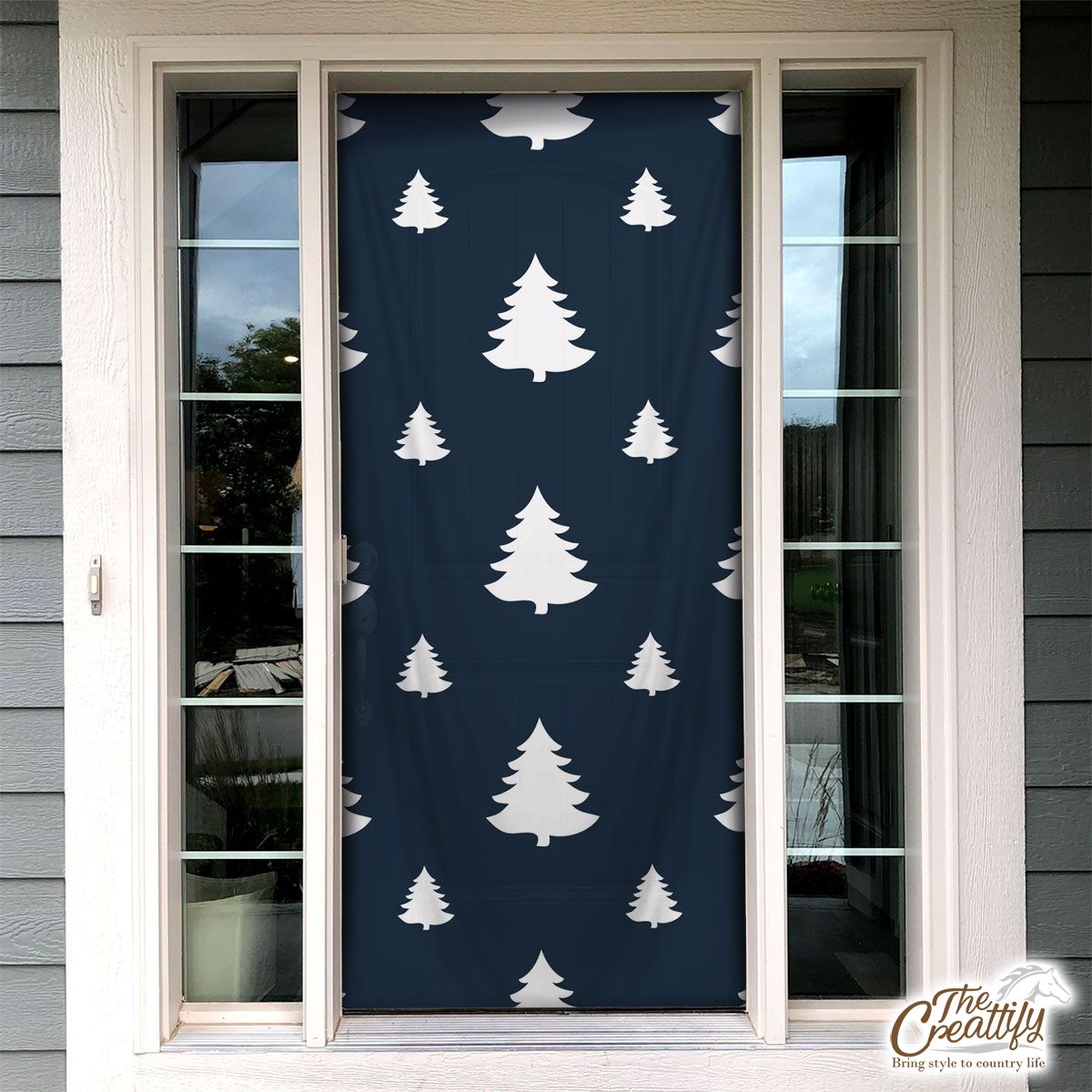 Pine Tree Sillhouette Pattern Door Cover