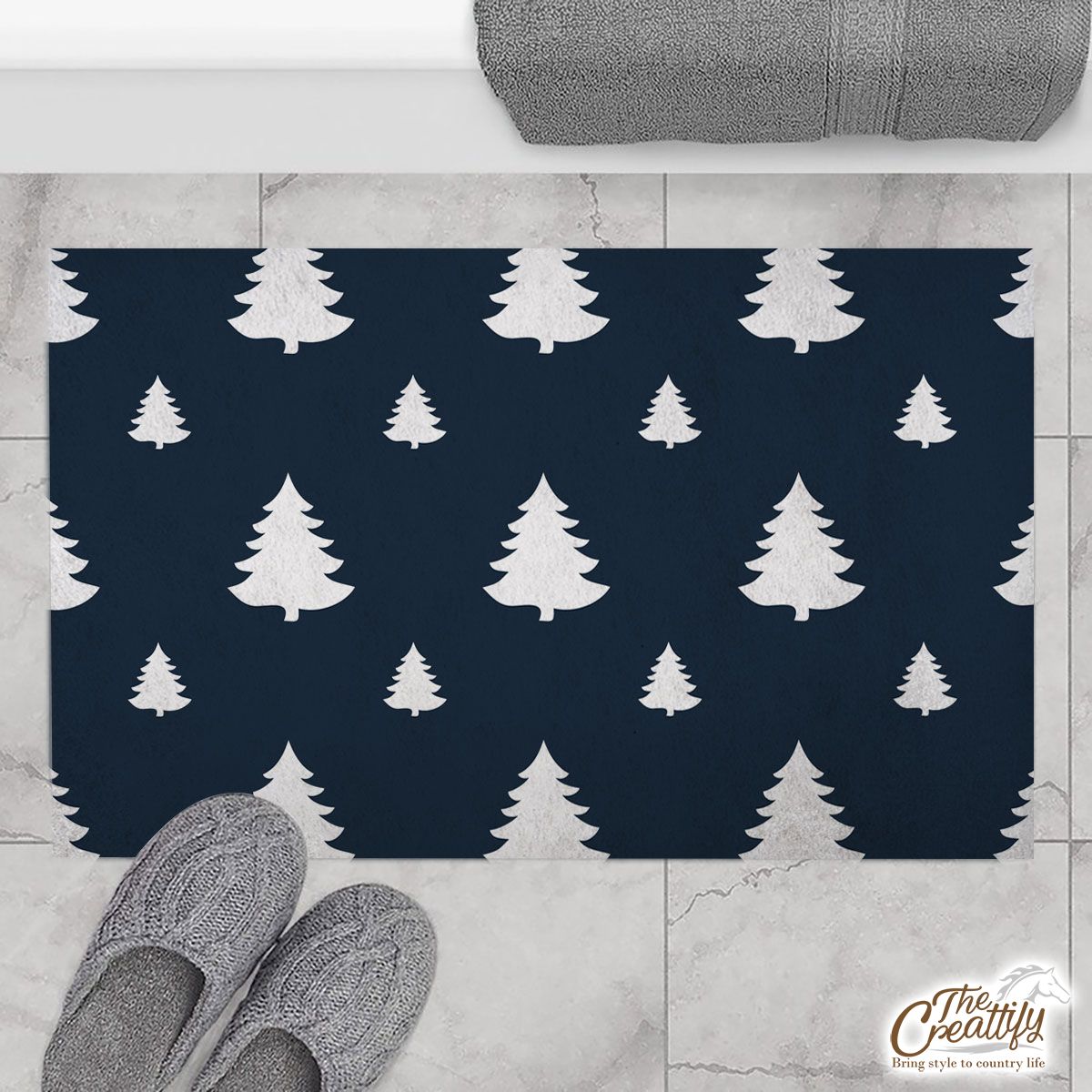 Pine Tree Sillhouette Pattern Doormat