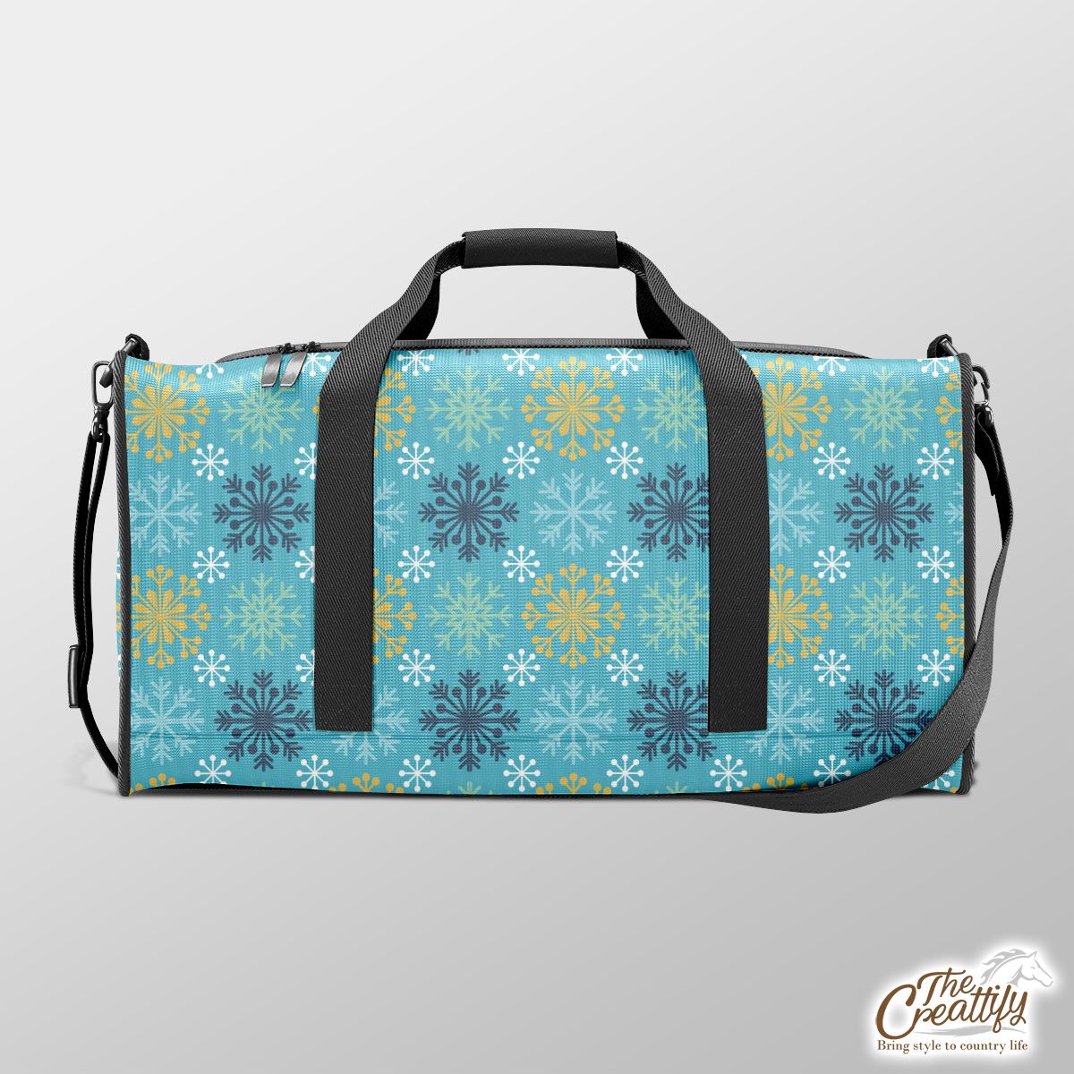 Blue And Yellow Snowflake Pattern Duffle Bag