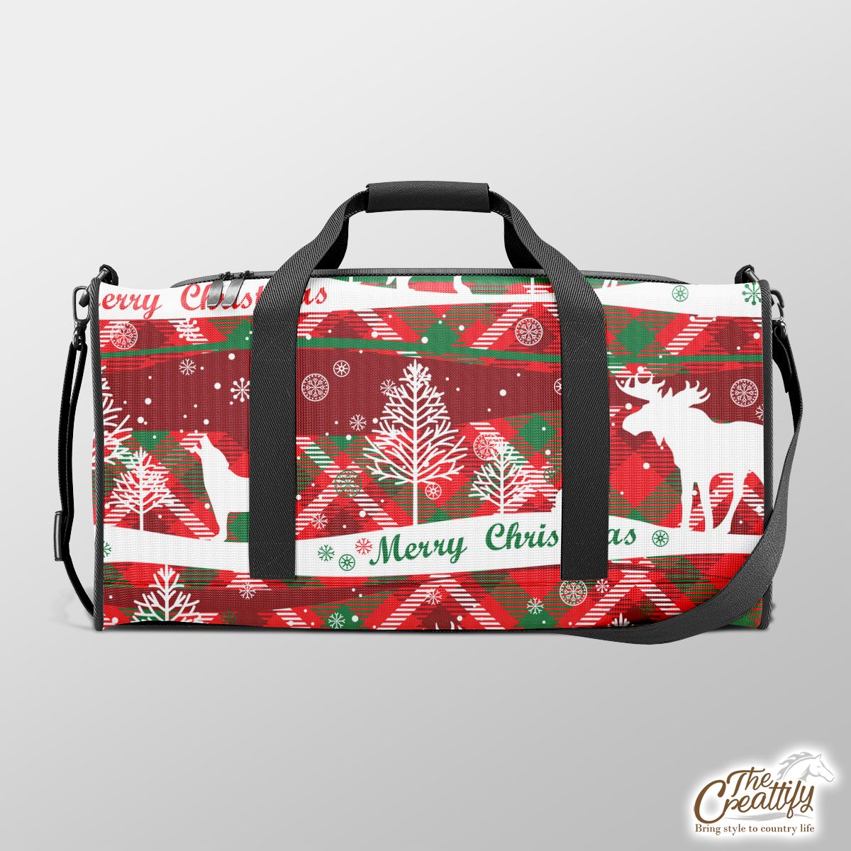 Moose With Merry Christmas Wishes Duffle Bag
