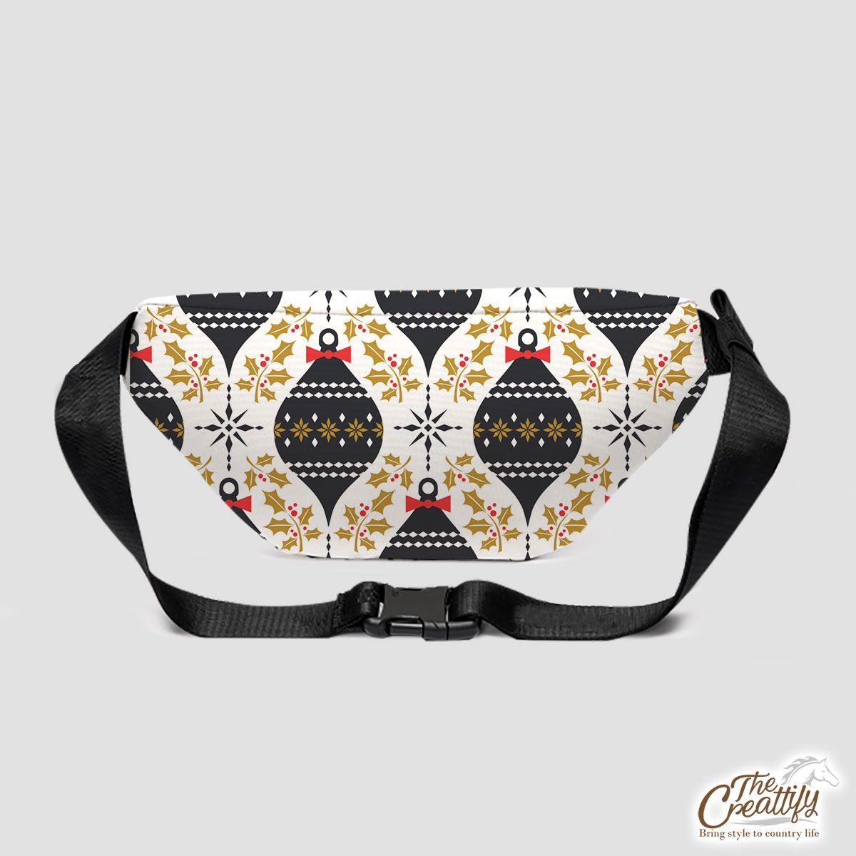 Holly Leaf And Christmas Balls Pattern Fanny Pack
