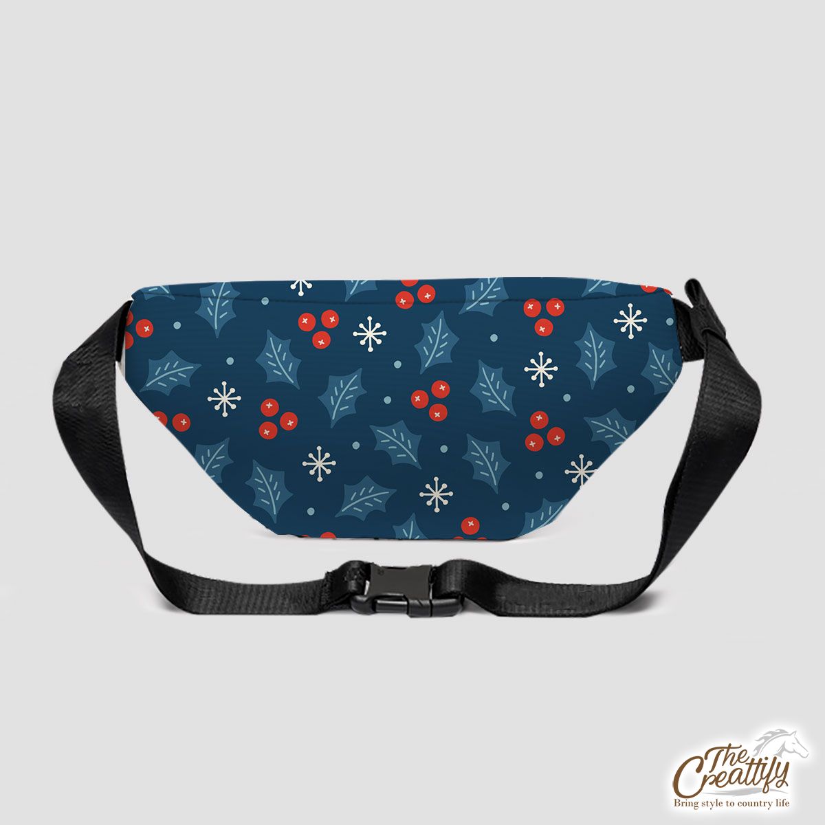 Snowflake And Holly Leaf Pattern Fanny Pack