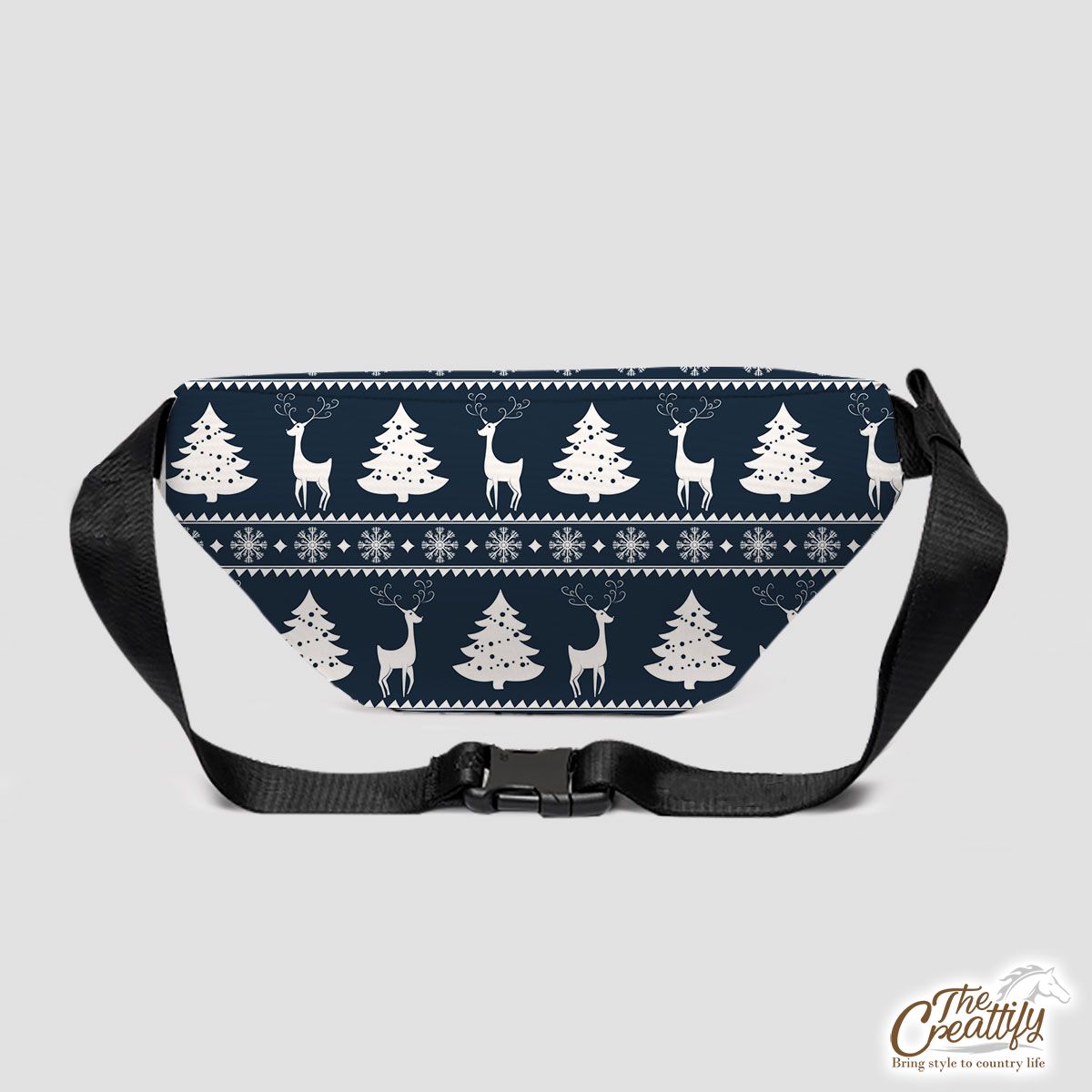 White Deer And Christmas Tree Pattern Fanny Pack