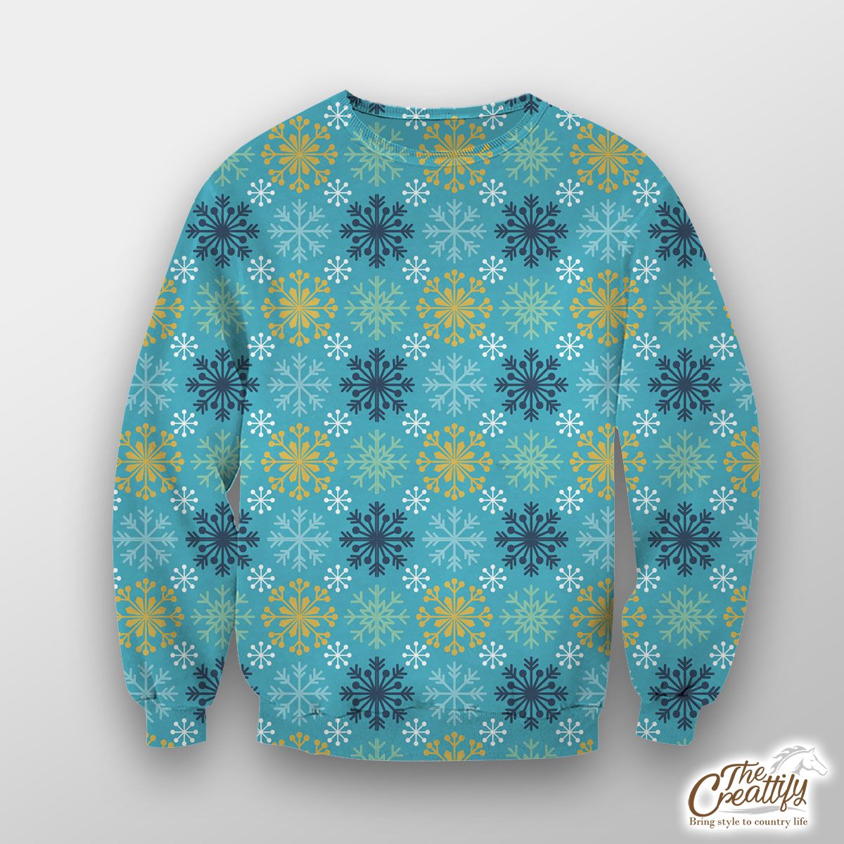 Blue And Yellow Snowflake Pattern Fleece Sweatshirt