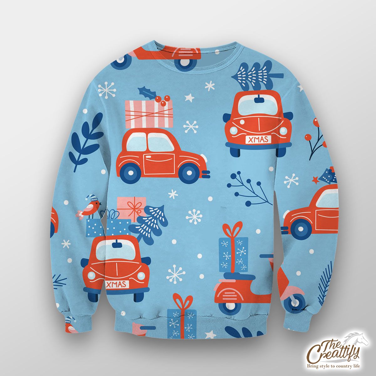Car Christmas Decor With Christmas Presents Fleece Sweatshirt