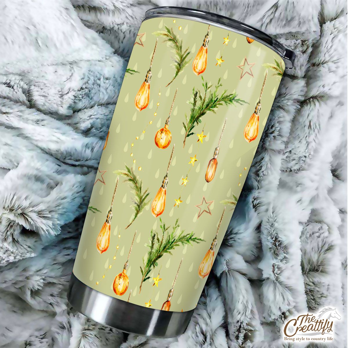 Christmas Lights With Pine Tree Pattern Tumbler