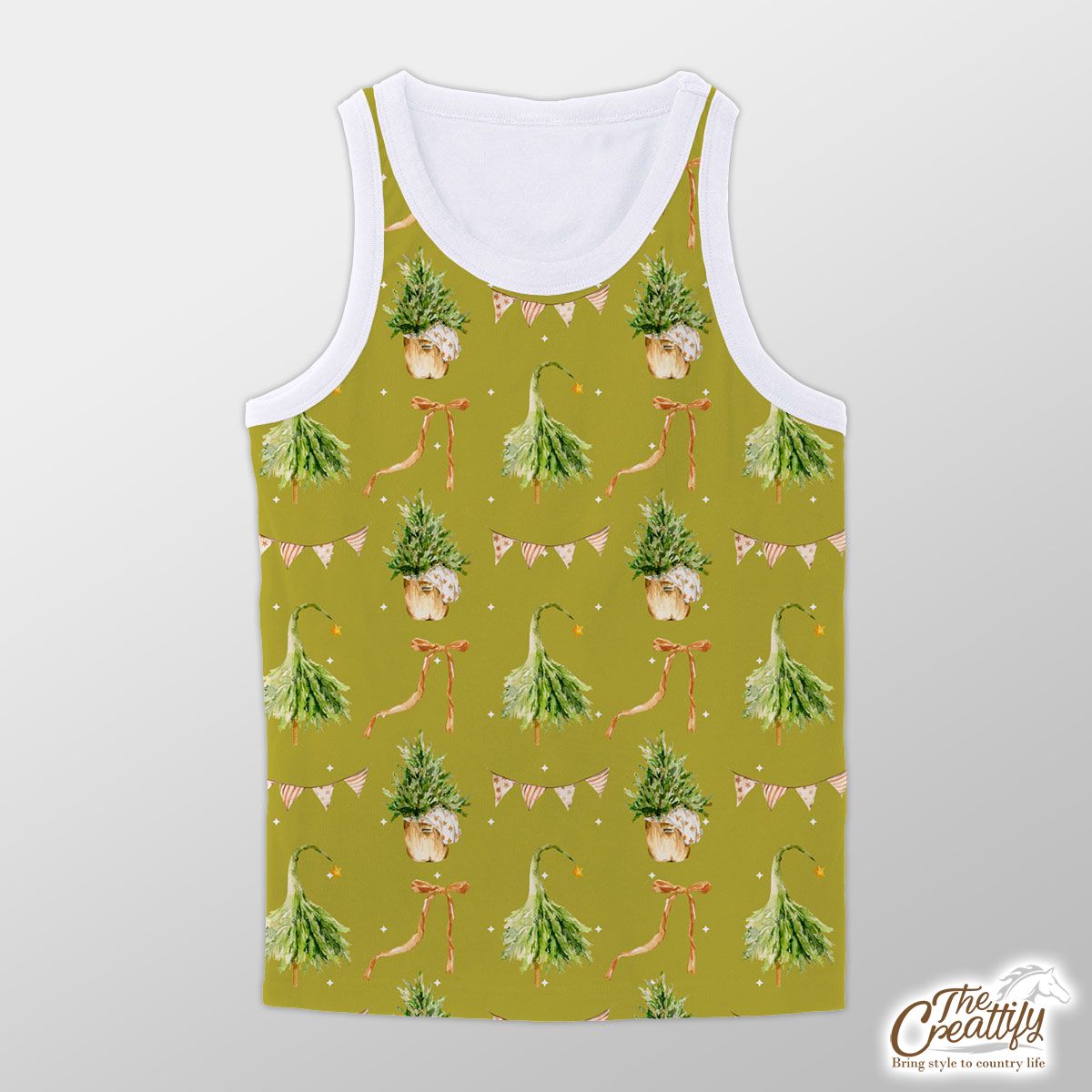 Christmas Tree, Christmas Bow And Flag Pattern Unisex Tank Top