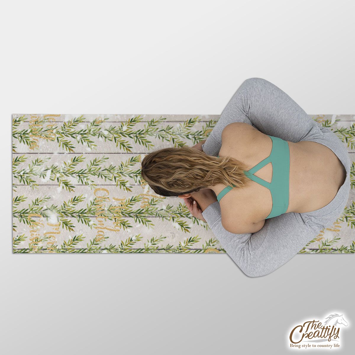 Pine Tree With Merry Christmas Wishes Yoga Mat