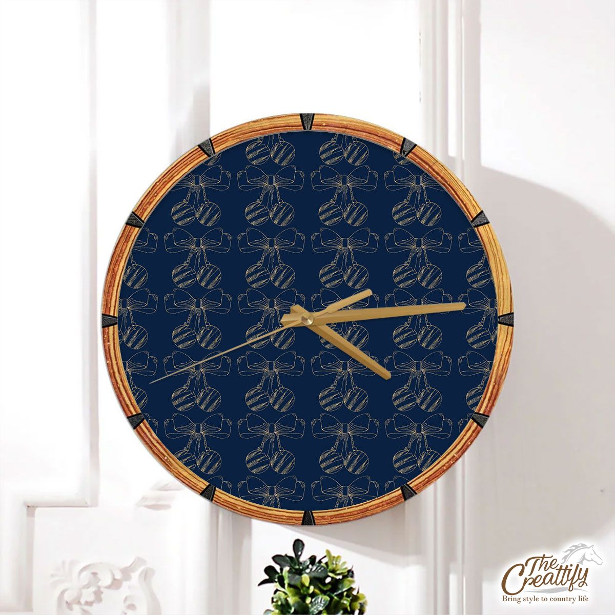 Christmas And Baubles Seamless Pattern Wall Clock