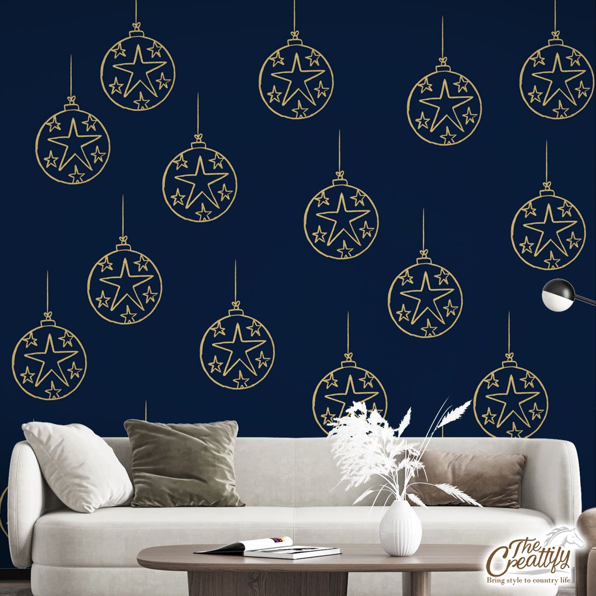 Christmas Balls With Stars Seamless Pattern Wall Mural