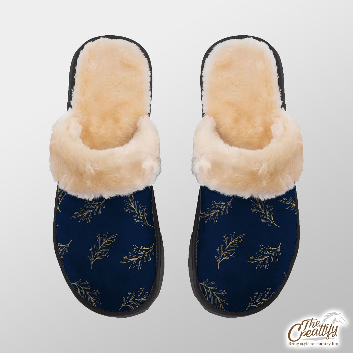 Long Leaf Pine Pattern Home Plush Slippers