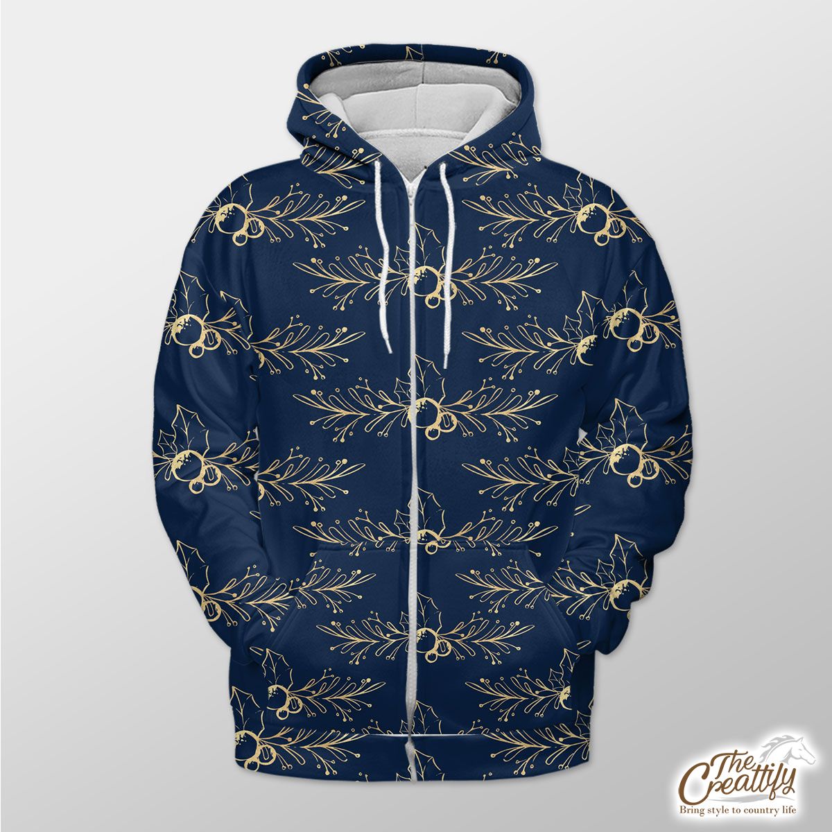 Gold And Blue Christmas Paper 1 Zip Hoodie
