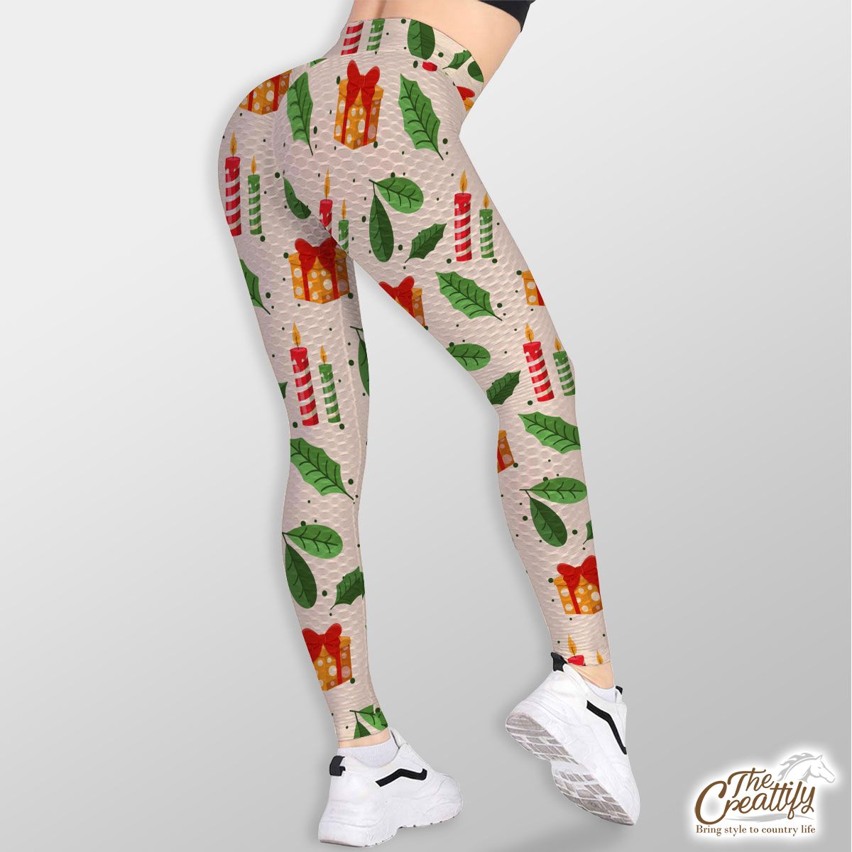 Christmas Gifts And Candles Pattern TikTok Leggings