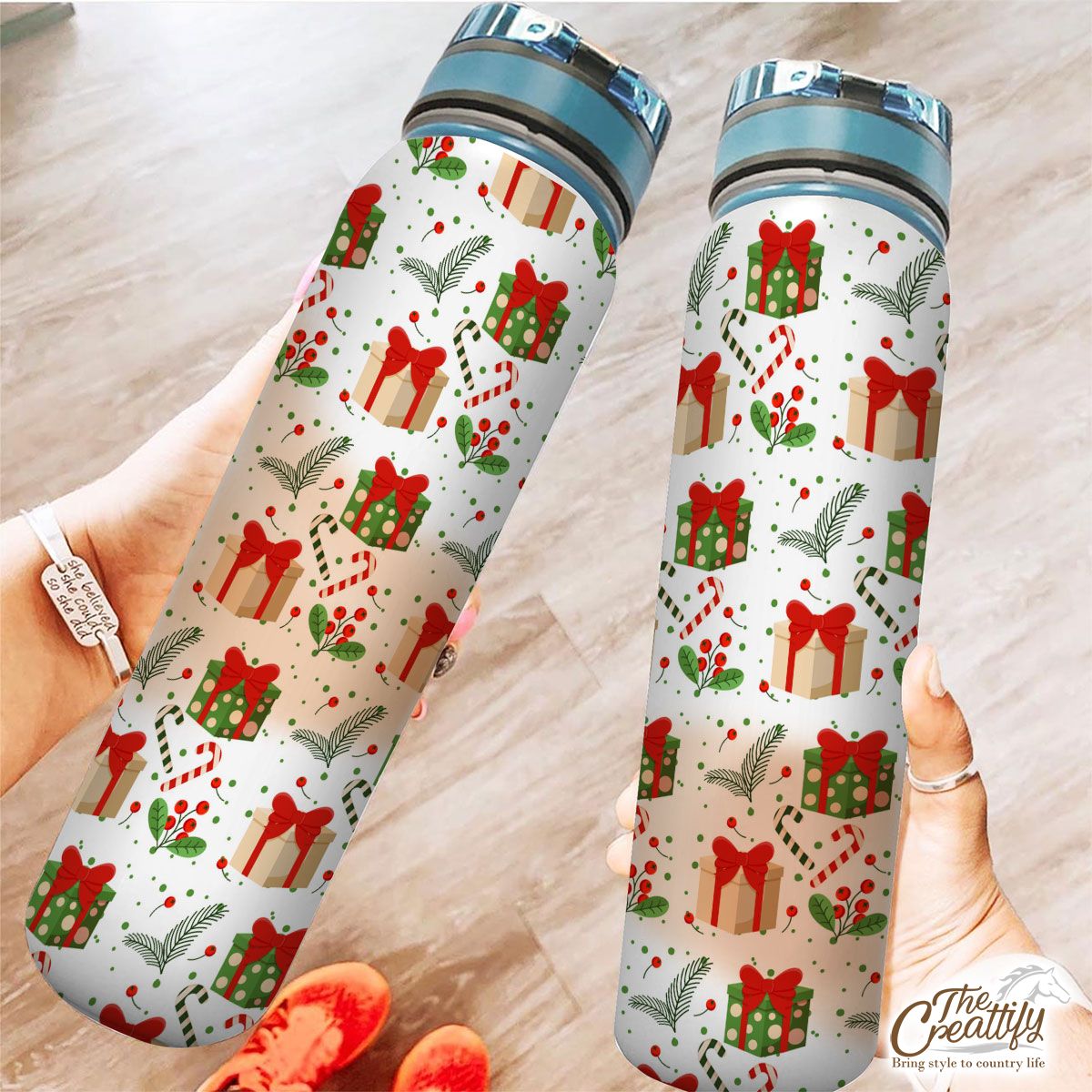 Christmas Gifts And Red Berries Tracker Bottle