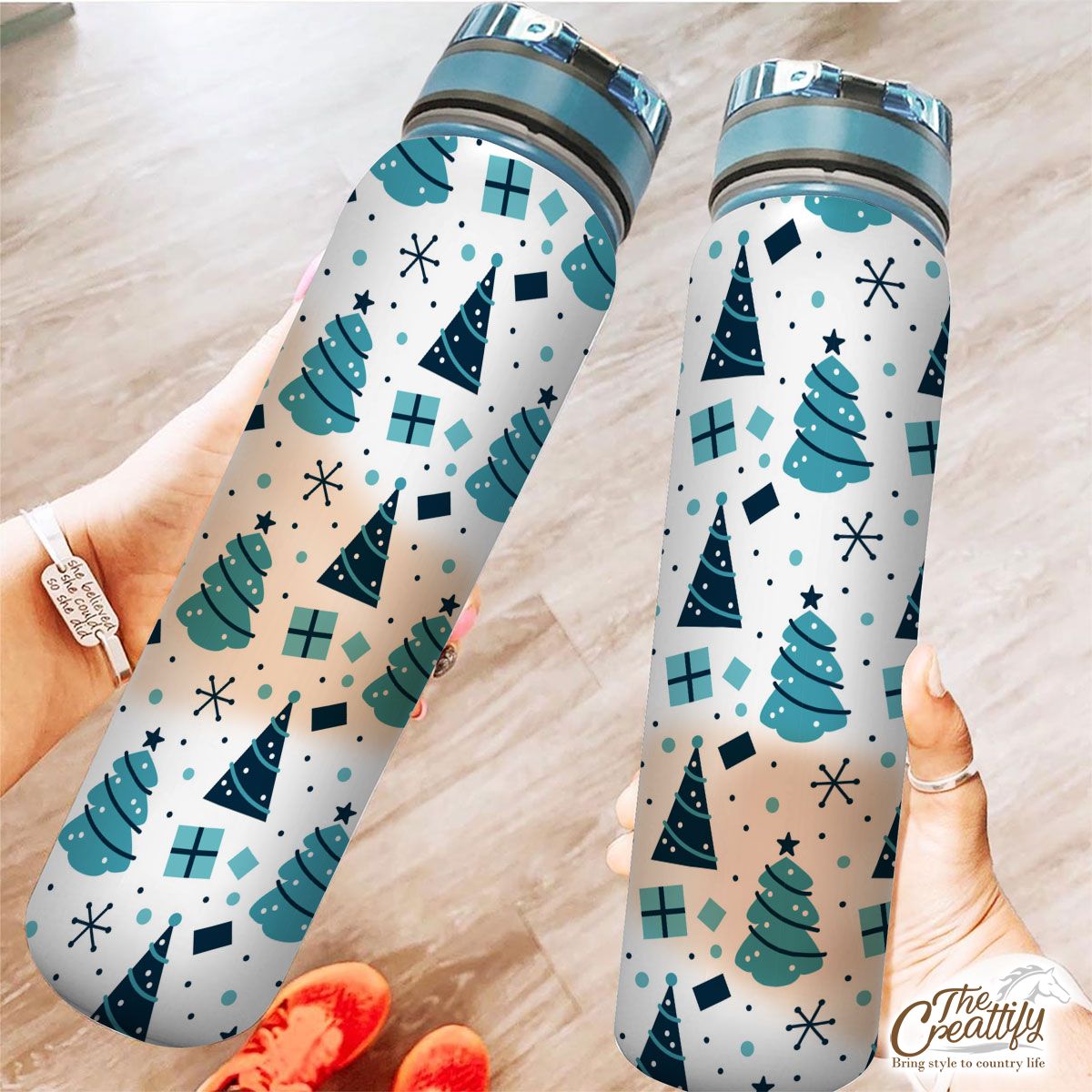 Christmas Tree With Snowflake Pattern Tracker Bottle