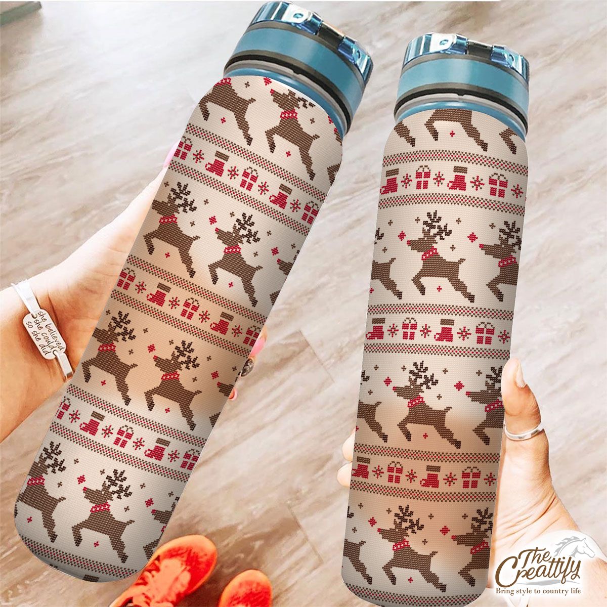 Santa Reindeer And Christmas Gifts Tracker Bottle
