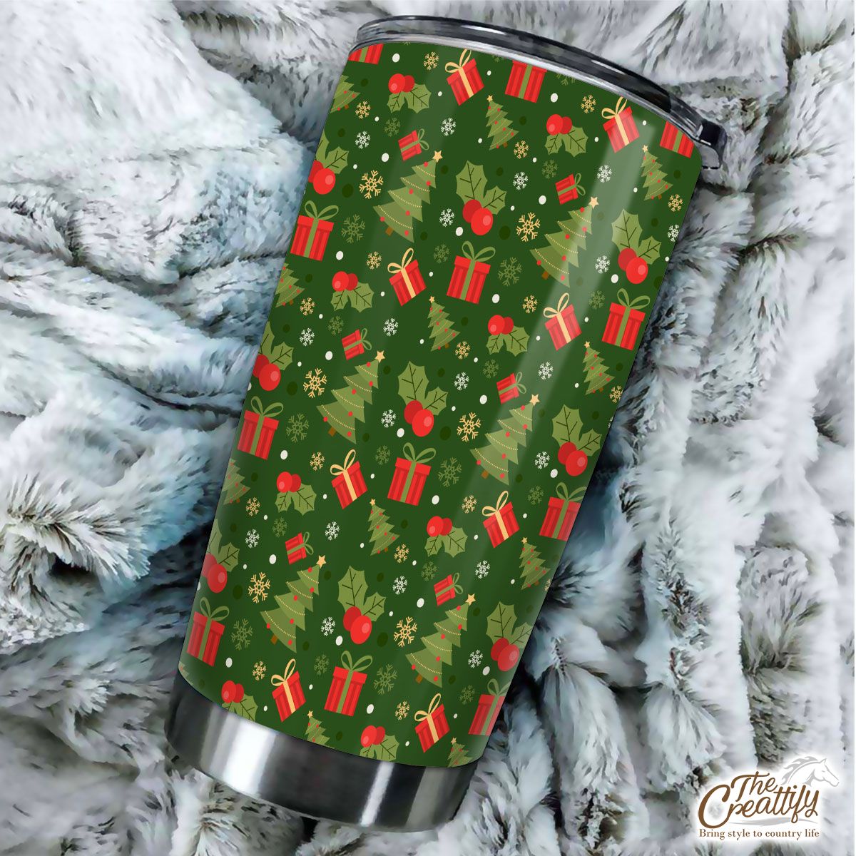 Christmas Tree With Holly Leaf And Presents Tumbler