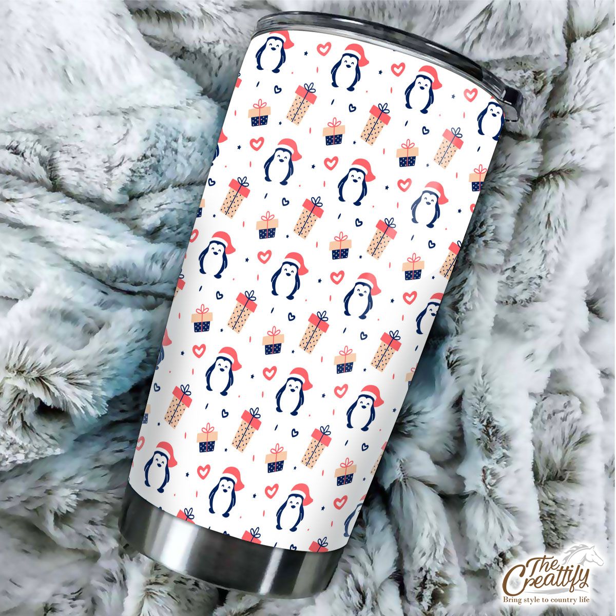 Penguin With Christmas Hat, Christmas Gifts Pattern Tumbler