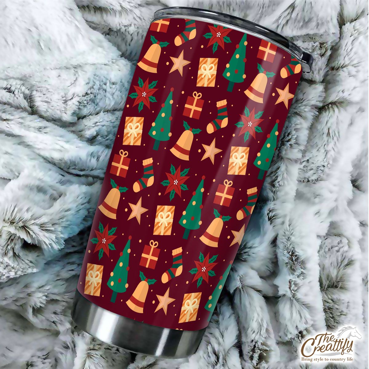 Thuja With Christmas Bells Pattern Tumbler