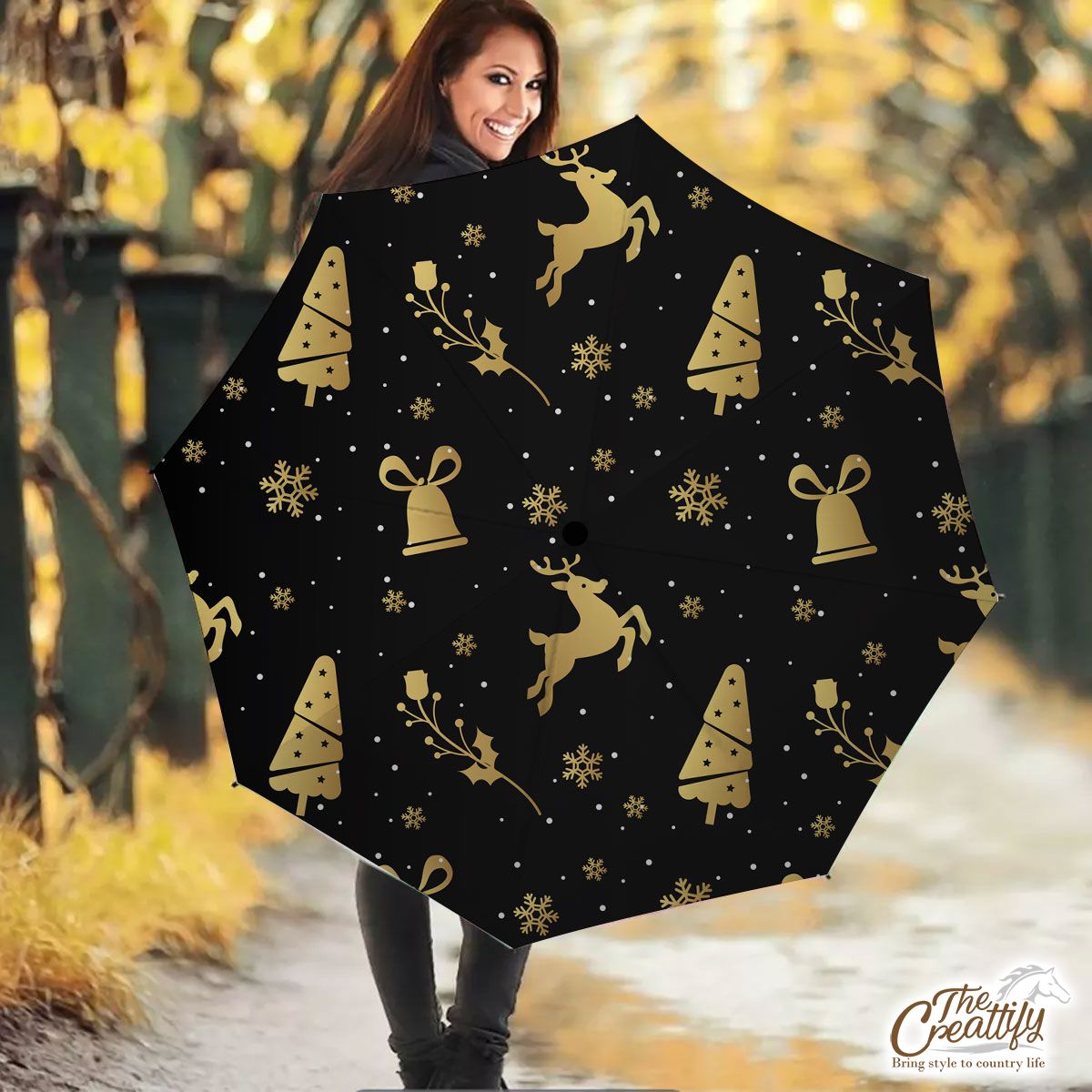 Deer And Thuja Pattern Umbrella
