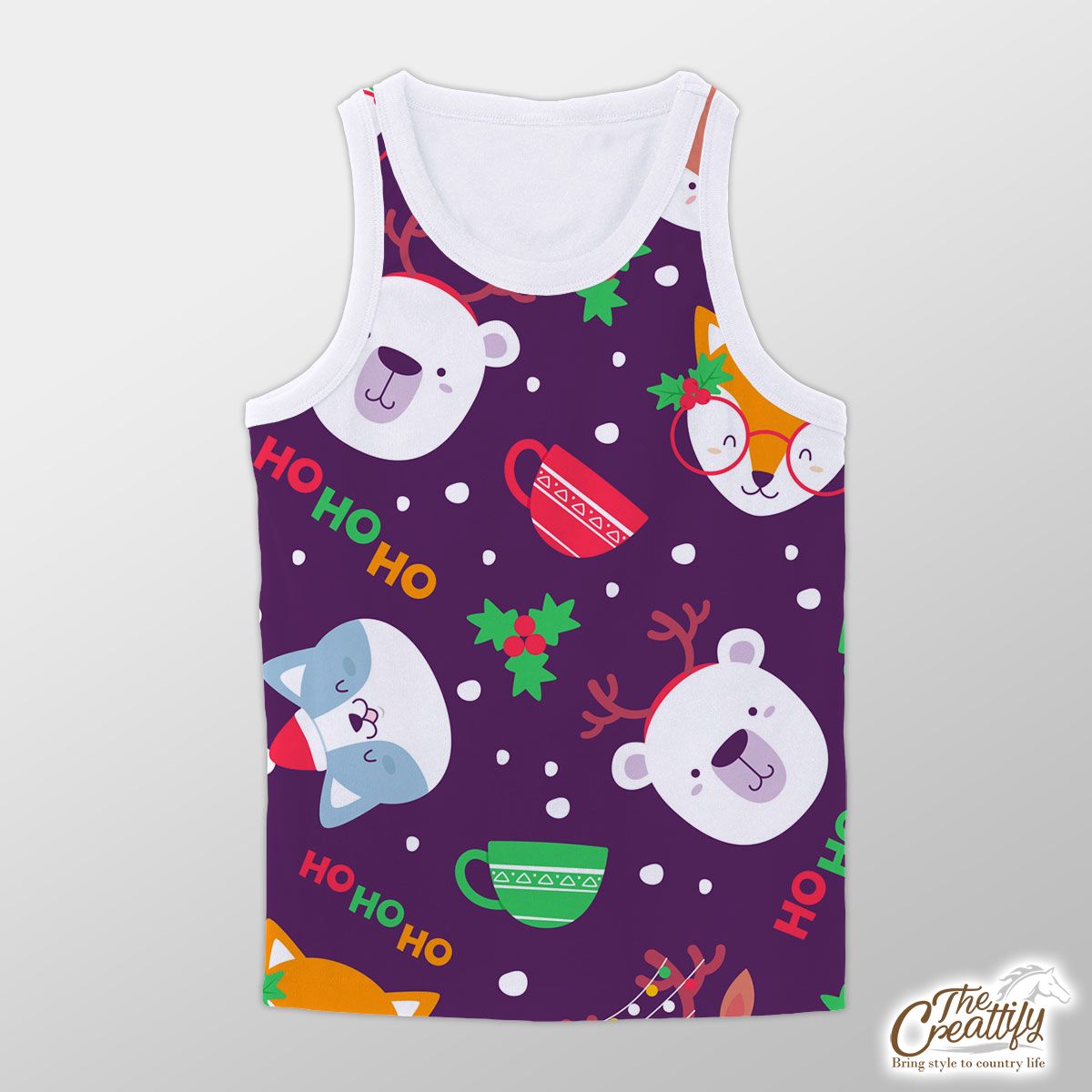 Animal With Tea Cup And Holly Tree Unisex Tank Top