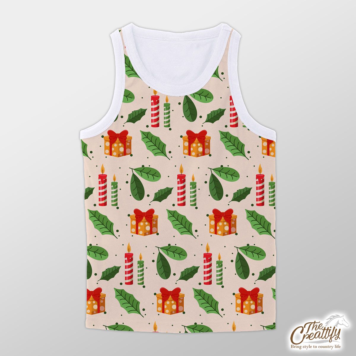 Christmas Gifts And Candles Pattern Unisex Tank Top