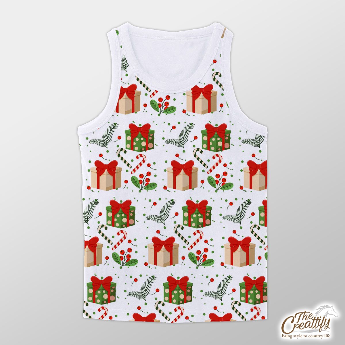Christmas Gifts And Red Berries Unisex Tank Top