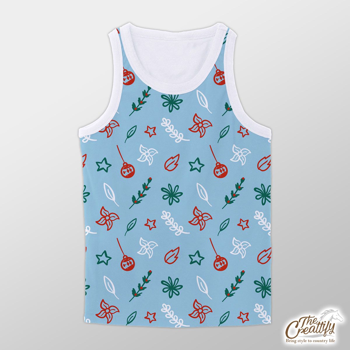 Christmas Lights, Candy Cane And Holly Tree  3 Unisex Tank Top