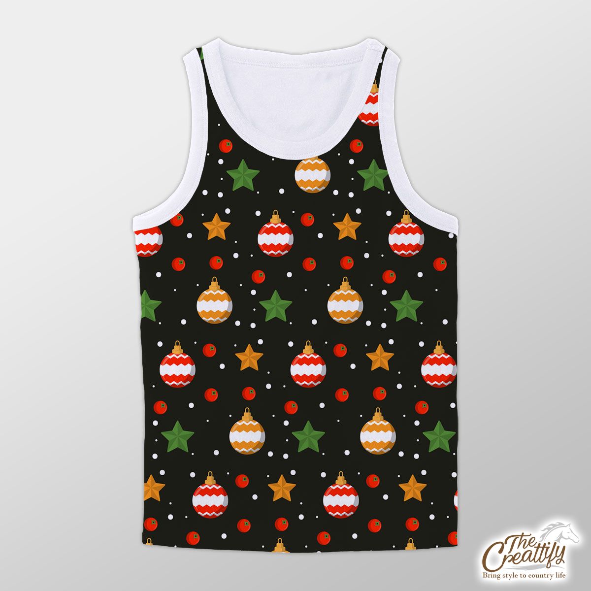 Christmas Star And Baubles Seamless Pattern Unisex Tank Top