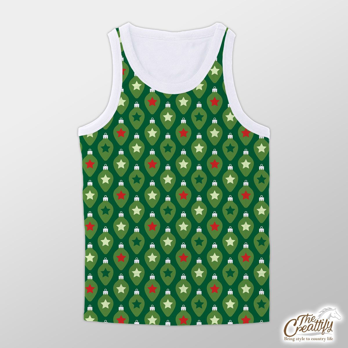 Green Christmas Lights And Colorful Stars Unisex Tank Top