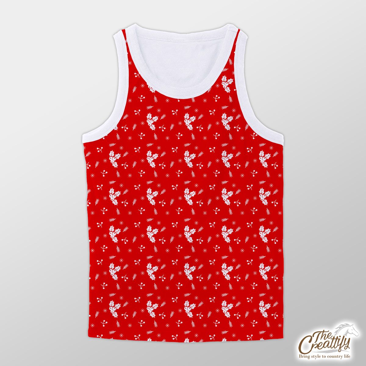 Holly Tree And Snowflake Unisex Tank Top