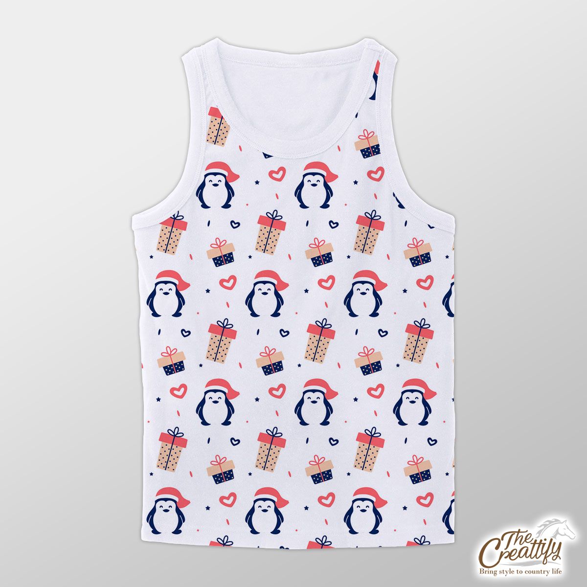 Penguin With Christmas Hat, Christmas Gifts Pattern Unisex Tank Top