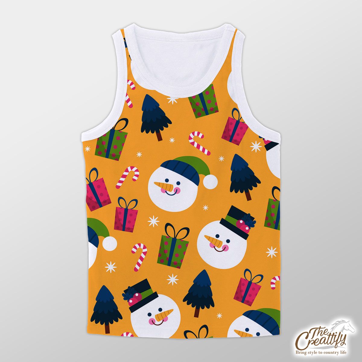 Snowman Face With Christmas Presents Unisex Tank Top