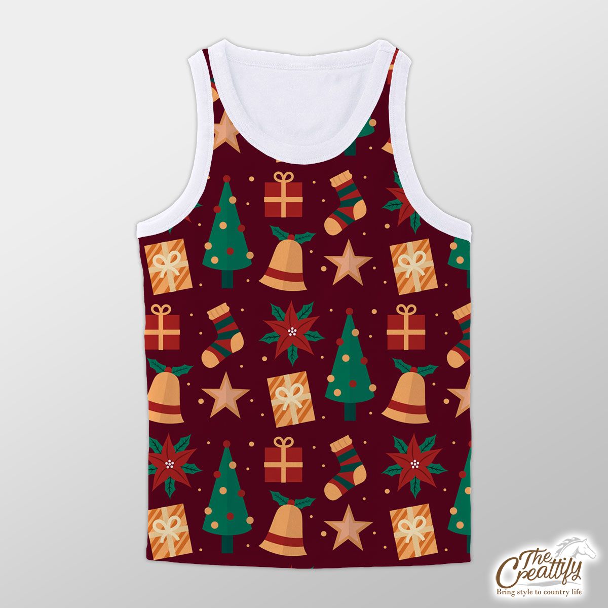 Thuja With Christmas Bells Pattern Unisex Tank Top