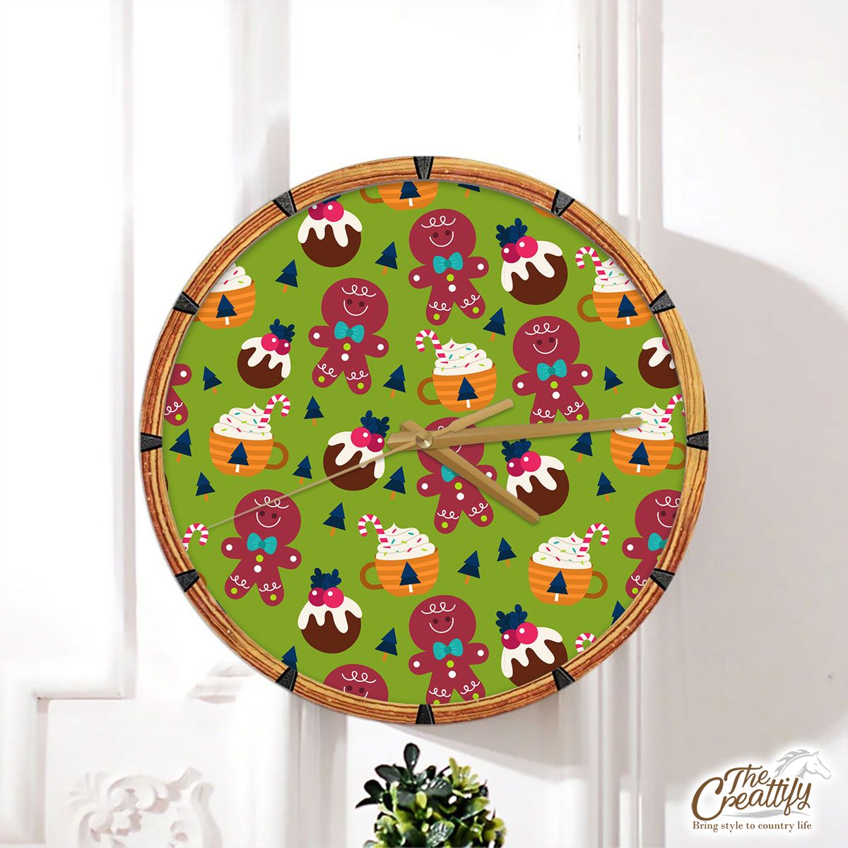 Gingerbread Man Cookies With Christmas Food Wall Clock