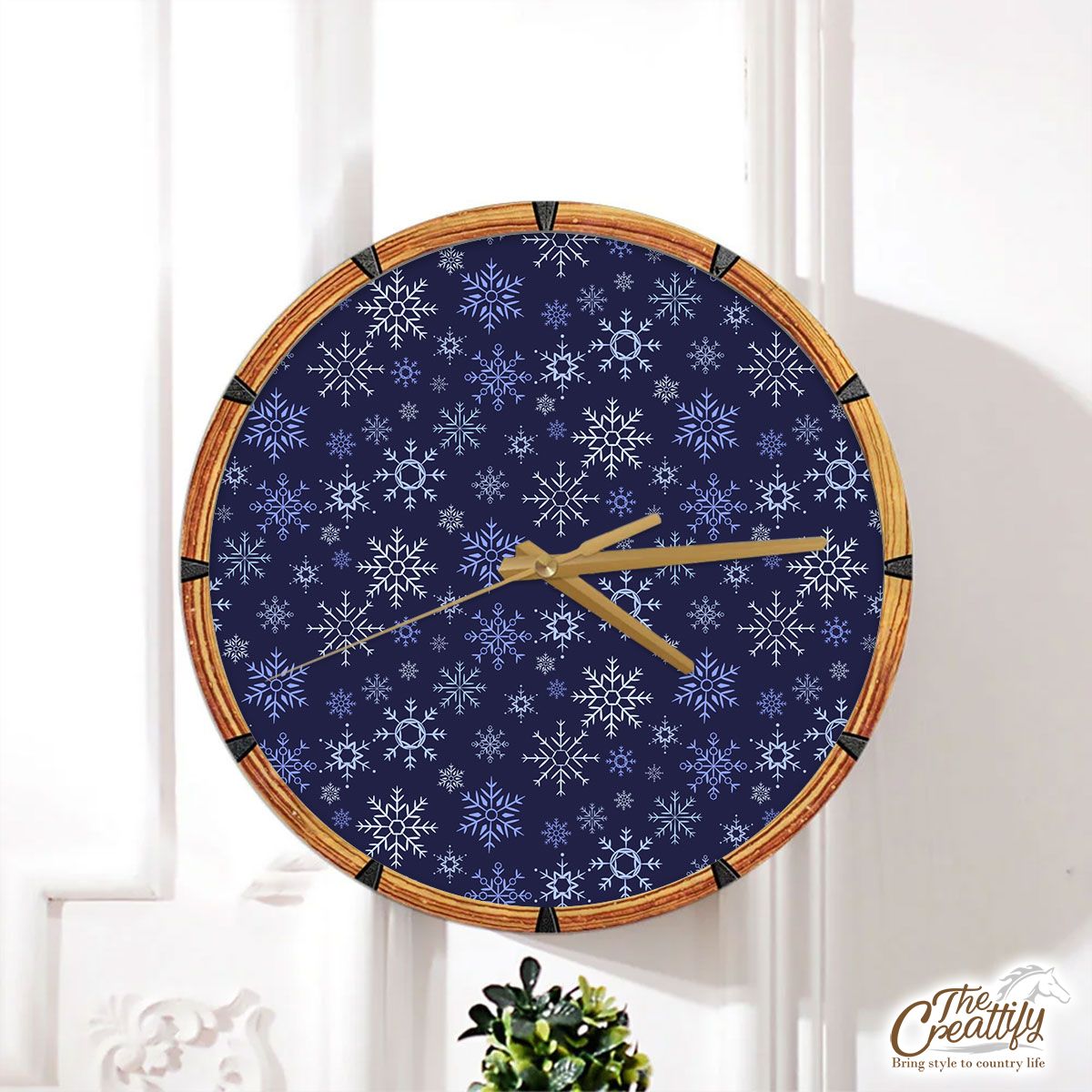 Snowflake Clipart, Snowflake Background 2 Wall Clock