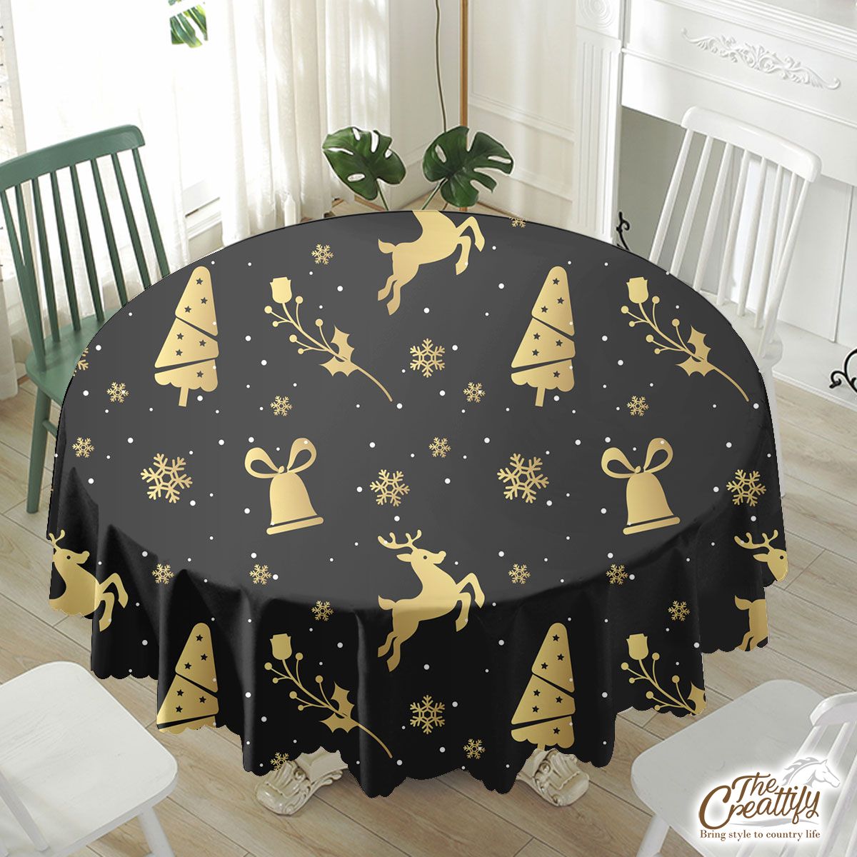 Deer And Thuja Pattern Waterproof Tablecloth