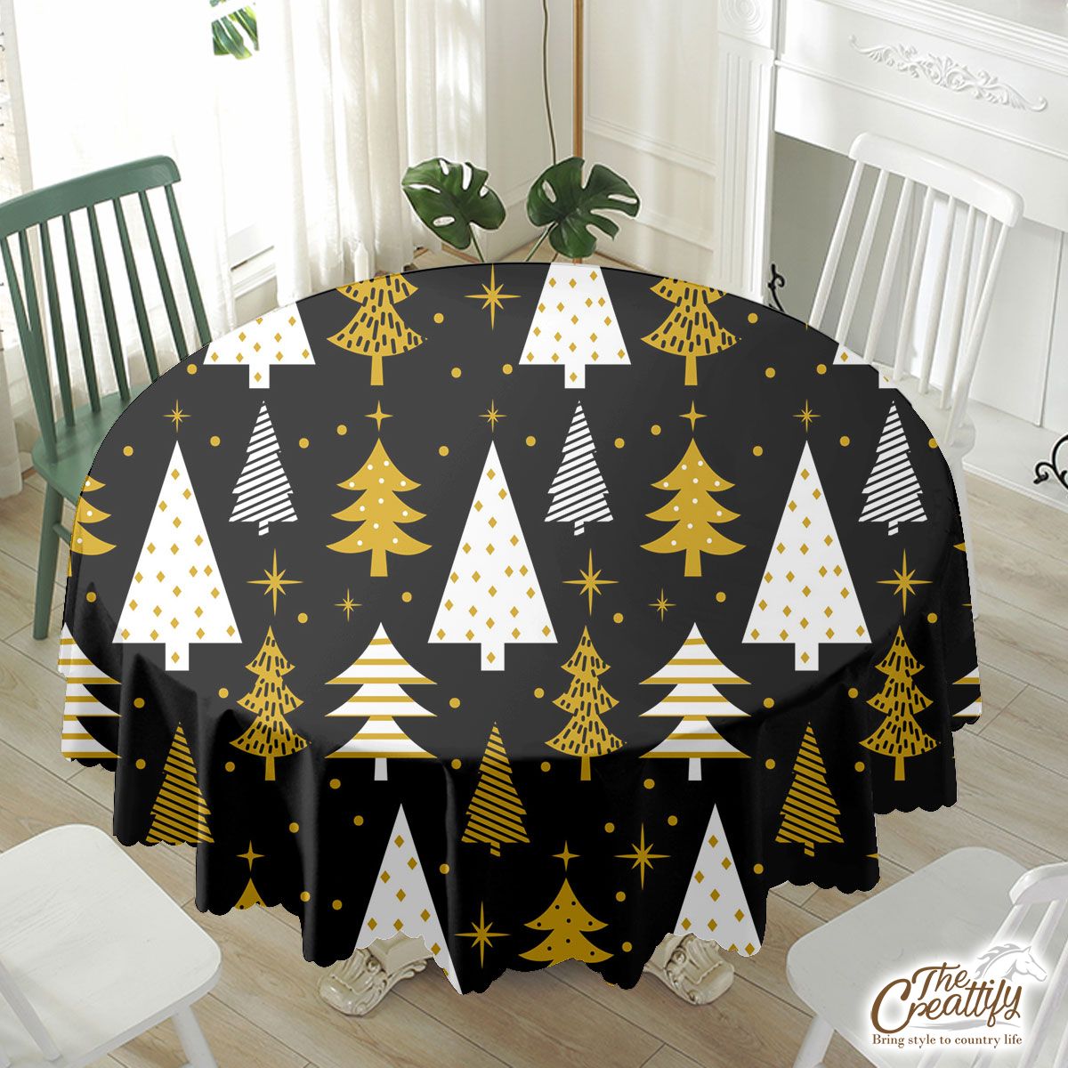 Thuja And Pine Tree Pattern Waterproof Tablecloth