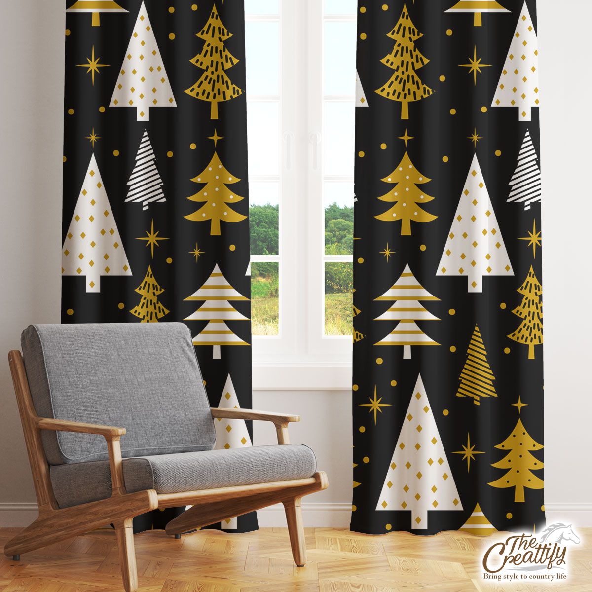 Thuja And Pine Tree Pattern Window Curtain