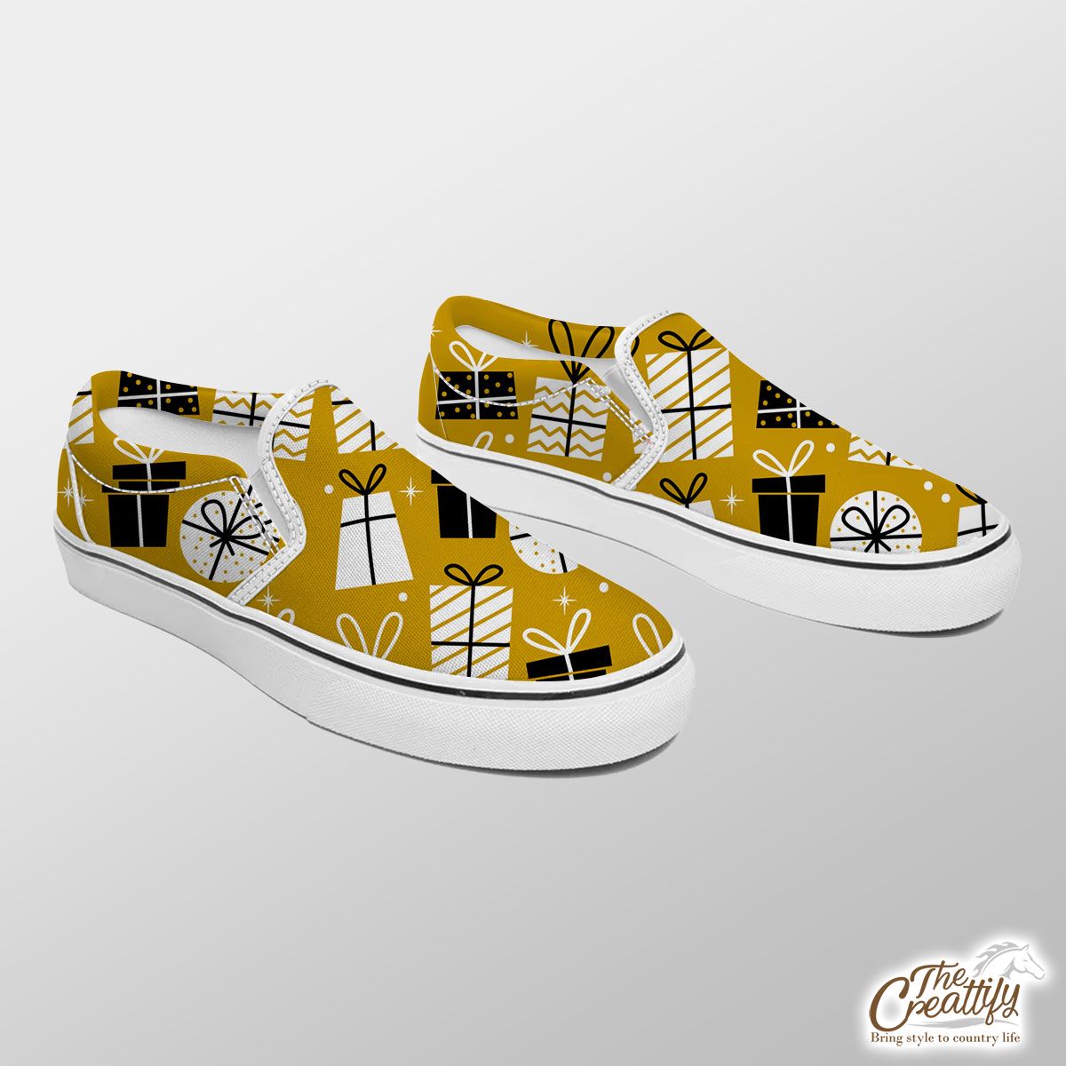 Christmas Gifts, Christmas Presents Pattern Slip On Sneakers