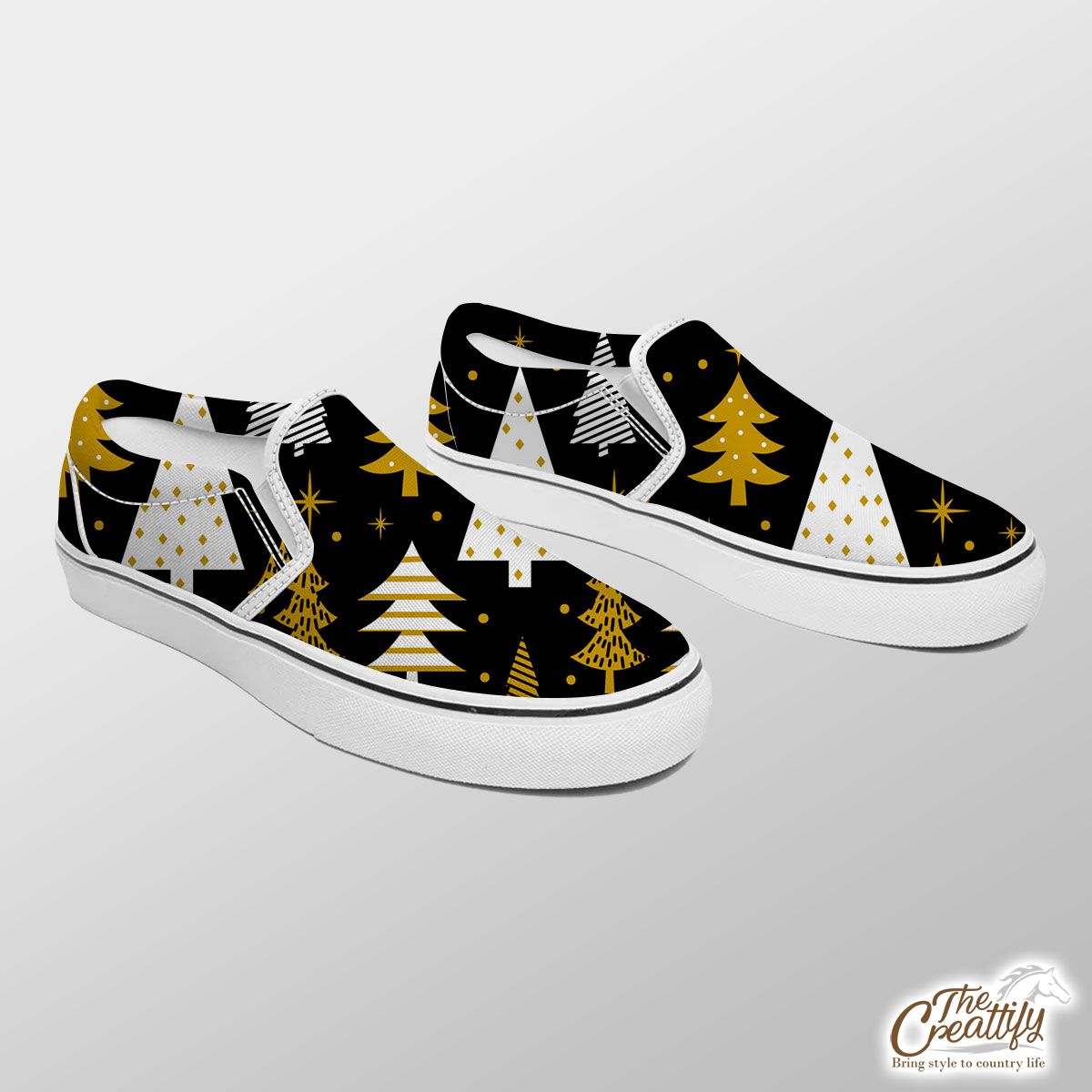 Thuja And Pine Tree Pattern Slip On Sneakers
