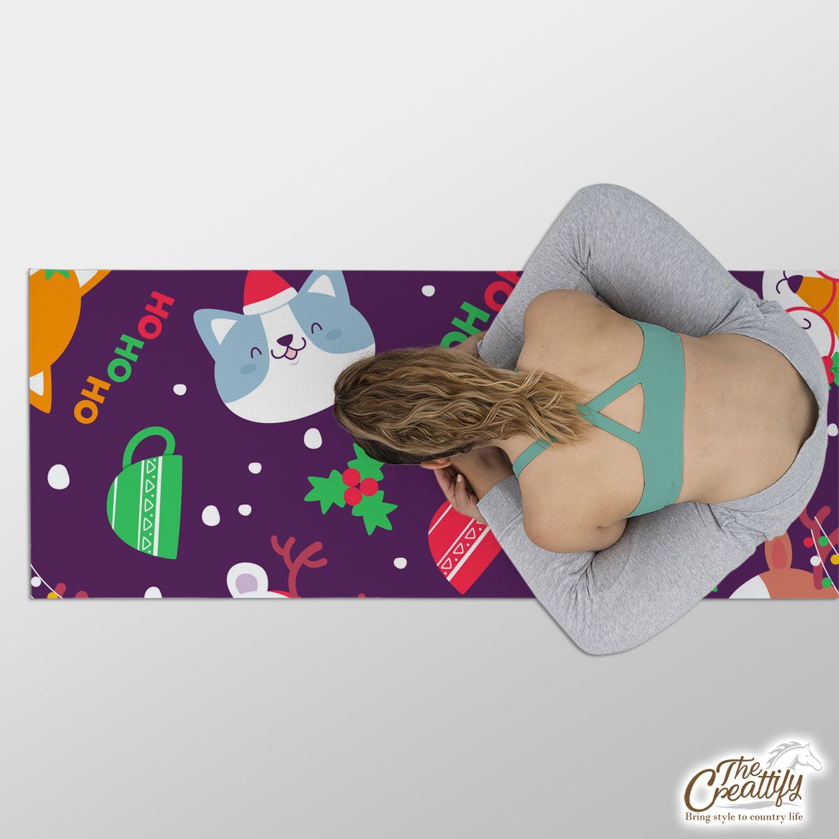 Animal With Tea Cup And Holly Tree Yoga Mat